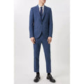 Blue - Close up - Burton Mens Textured Skinny Suit Jacket