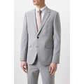 Grey - Close up - Burton Mens Marl Single-Breasted Slim Suit Jacket