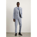 Blue - Front - Burton Mens Puppytooth Slim Suit Jacket
