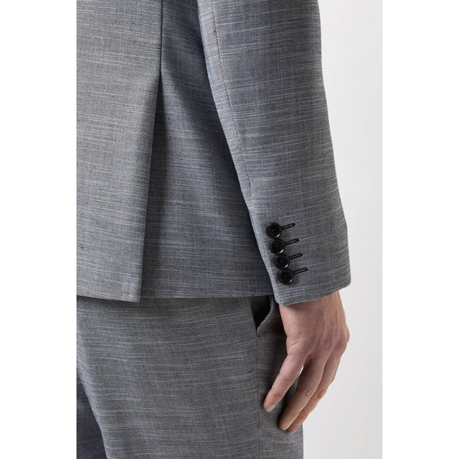 Blue - Side - Burton Mens Chambray Slim Suit Jacket