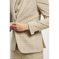 Neutral - Side - Burton Mens Checked Textured Skinny Suit Jacket