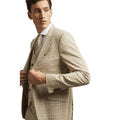 Neutral - Front - Burton Mens Checked Textured Skinny Suit Jacket