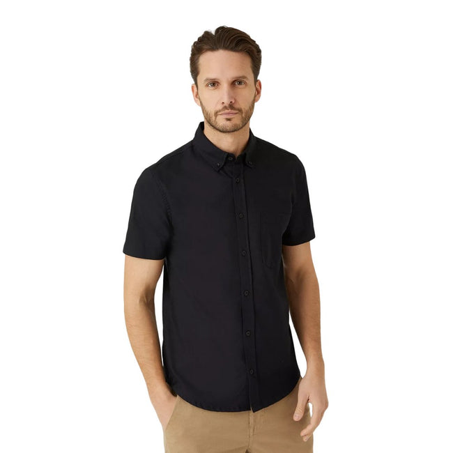 Black - Front - Burton Mens Oxford Slim Short-Sleeved Shirt