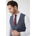 Navy - Lifestyle - Burton Mens Prince Of Wales Check Double-Breasted Slim Waistcoat