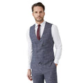 Navy - Front - Burton Mens Prince Of Wales Check Double-Breasted Slim Waistcoat