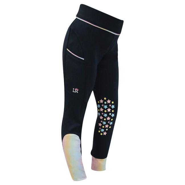 Navy-Pastel - Back - Little Rider Girls Dazzling Dream Horse Riding Tights
