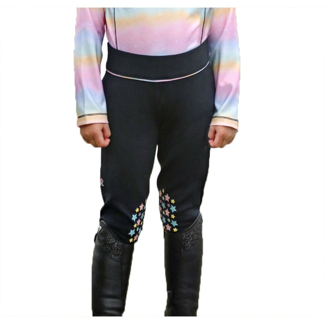 Navy-Pastel - Side - Little Rider Girls Dazzling Dream Horse Riding Tights