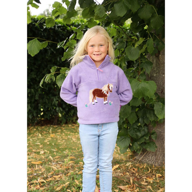 Lilac-Baby Pink - Back - British Country Collection Girls Flora Pony Fleece Jacket
