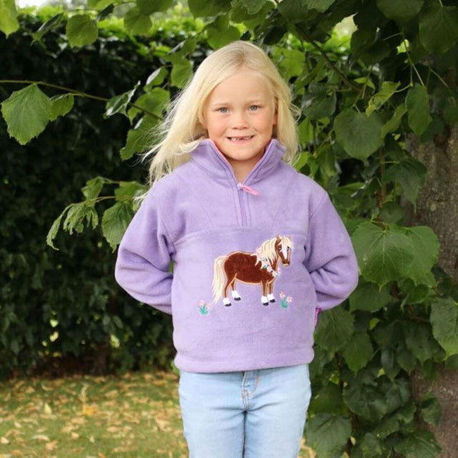 Lilac-Baby Pink - Side - British Country Collection Girls Flora Pony Fleece Jacket