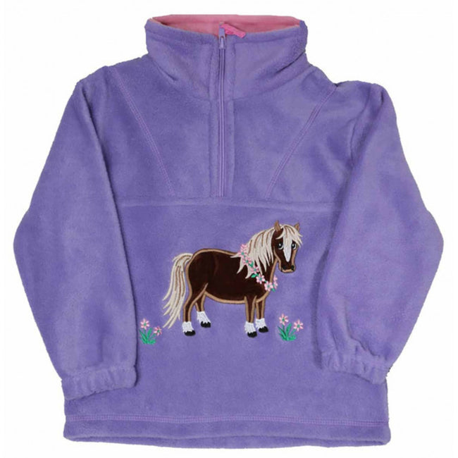 Lilac-Baby Pink - Front - British Country Collection Girls Flora Pony Fleece Jacket
