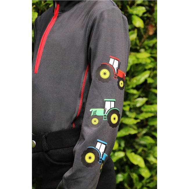 Charcoal Grey-Red - Pack Shot - Little Knight Boys Tractor Collection Thermal Top