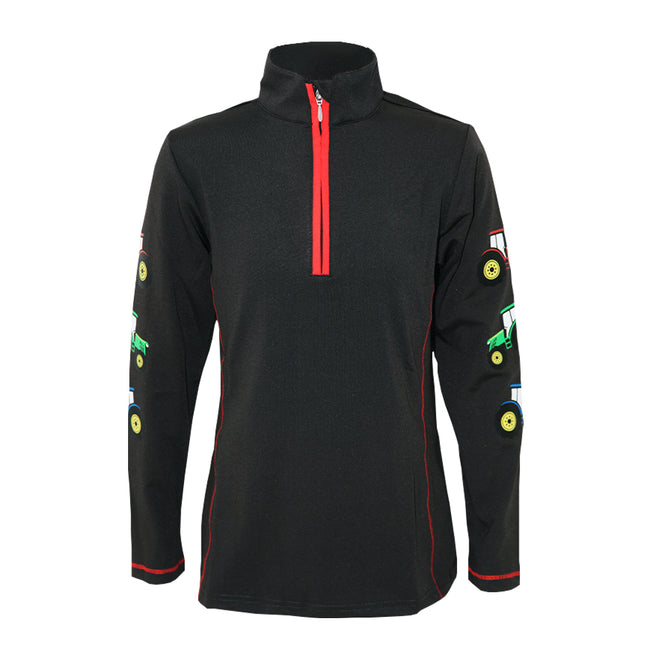 Charcoal Grey-Red - Front - Little Knight Boys Tractor Collection Thermal Top