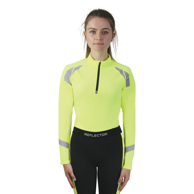 Yellow - Front - HyVIZ Childrens-Kids Reflective Base Layer Top