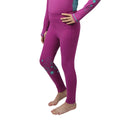 Plum-Teal - Front - Hy Childrens-Kids DynaMizs Ecliptic Horse Riding Tights
