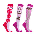 Hazel-Wild Aster - Front - Hy Womens-Ladies Horse Riding Socks (Pack of 3)