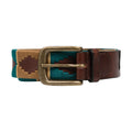 Teal-Mocha-Beige - Front - Hy Womens-Ladies Leather Polo Belt