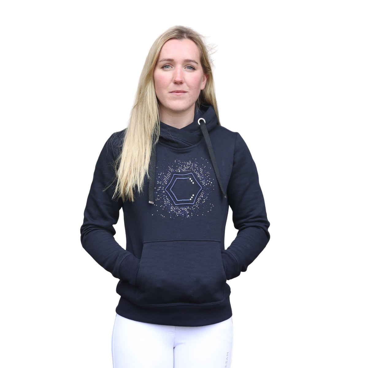 Navy - Side - Coldstream Womens-Ladies Swanlaws Diamante Hoodie
