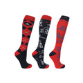 Red-Navy - Front - Thelwell Unisex Adult Practice Makes Perfect Socks (Pack of 3)