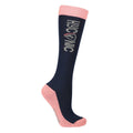 Navy-Pink - Back - HYCONIC Unisex Adult Horse Socks (Pack of 3)