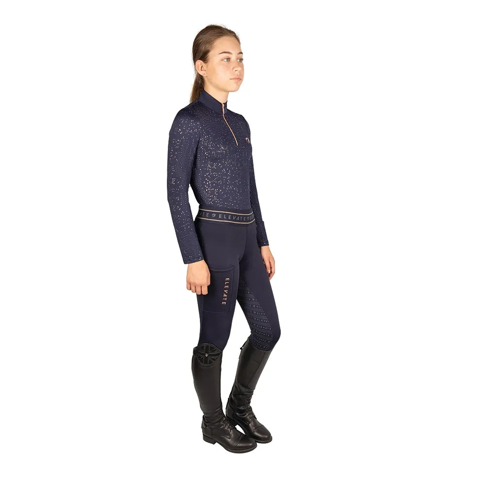 Navy-Rose Gold - Side - Hy Girls Elevate Allure Mizs Horse Riding Tights