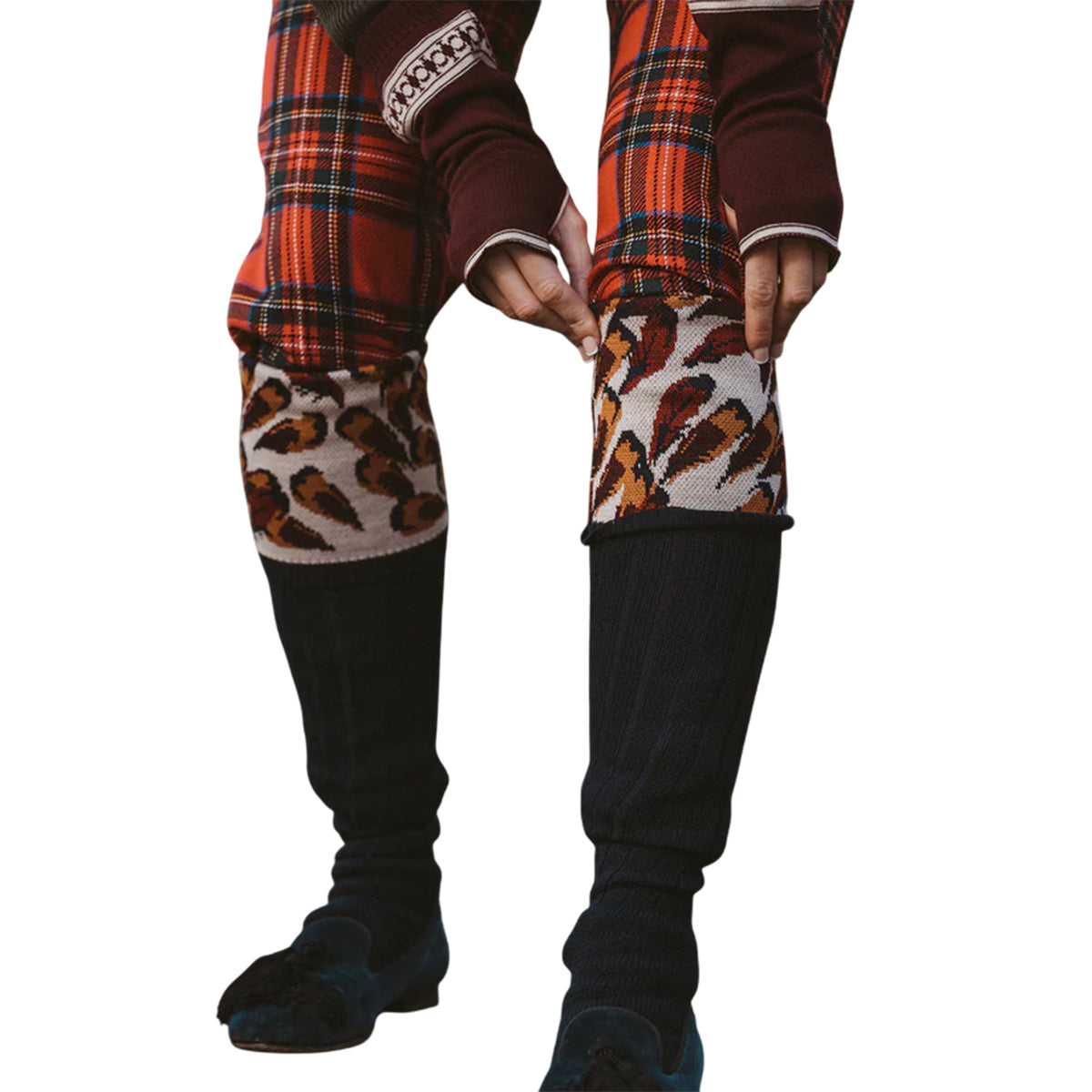 Navy - Back - Waring Brooke Unisex Adult Pheasant Feather Boot Socks