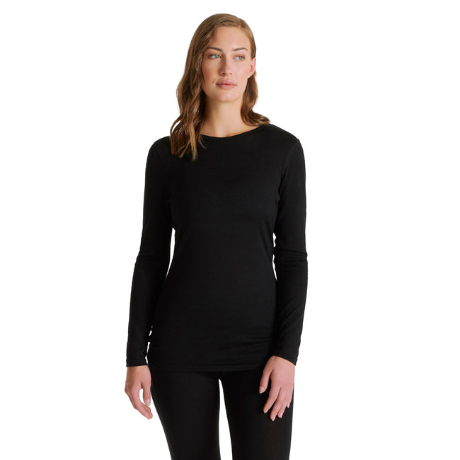 Black - Side - Craghoppers Womens-Ladies Merino Crew Neck Long Sleeve Baselayer II Top