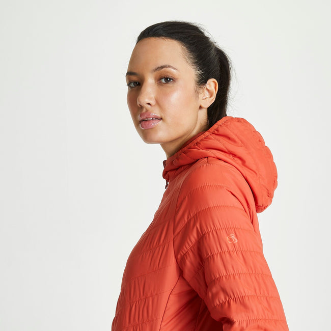 Ginger-Smoked Paprika - Pack Shot - Craghoppers Womens-Ladies Compresslite V Hooded Padded Jacket