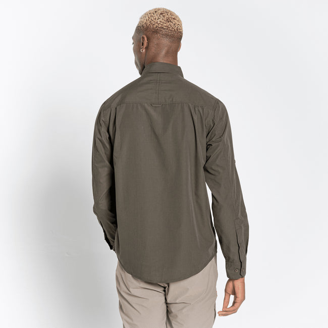 Woodland Green - Side - Craghoppers Mens Kiwi Long-Sleeved Shirt