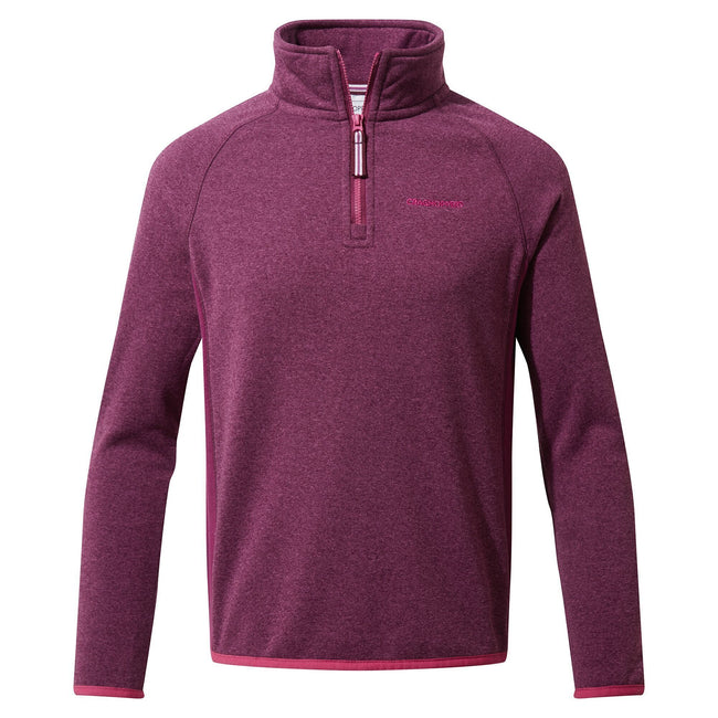 Blackcurrant - Front - Craghoppers Girls Gibb Marl Half Zip Fleece Top