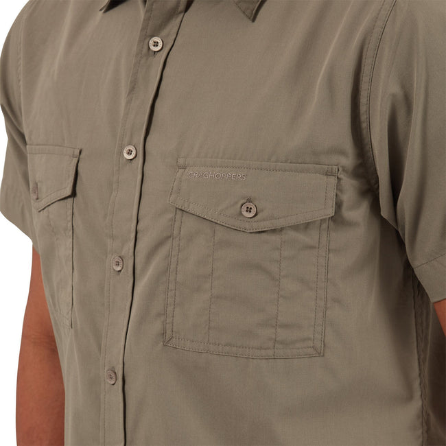 Pebble Grey - Pack Shot - Craghoppers Mens Kiwi Short-Sleeved Shirt