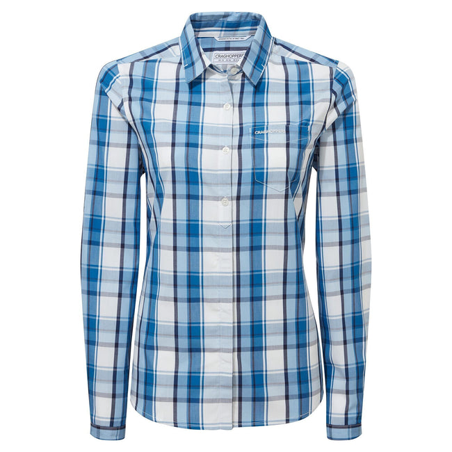 Yale Blue - Front - Craghoppers Womens-Ladies Kiwi II Check Long-Sleeved Shirt