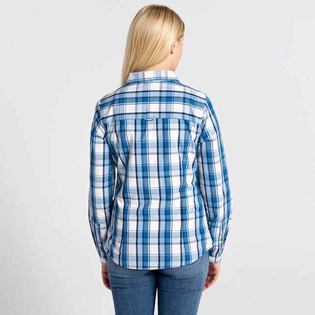 Yale Blue - Lifestyle - Craghoppers Womens-Ladies Kiwi II Check Long-Sleeved Shirt