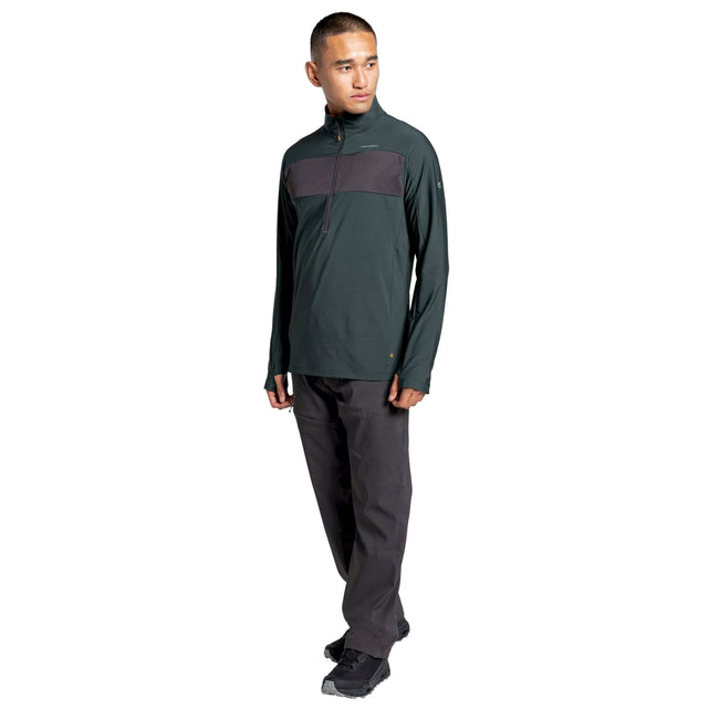 Spruce Green - Side - Craghoppers Mens Valens Half Zip Pullover