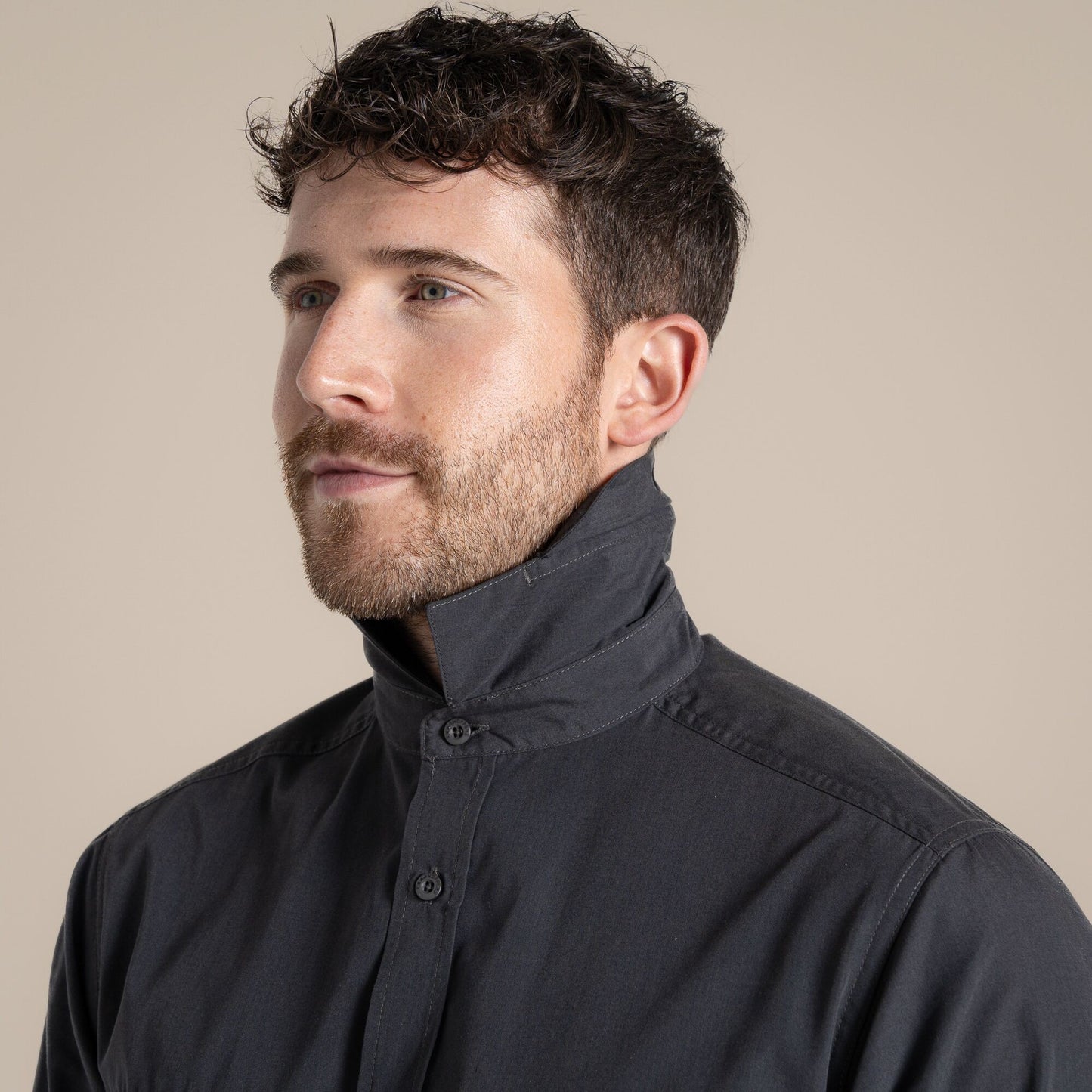 Carbon Grey - Close up - Craghoppers Mens Expert Kiwi Shirt