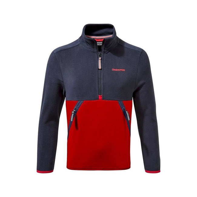 Blue Navy-Sriracha Red - Front - Craghoppers Childrens-Kids Nox Half Zip Fleece Top