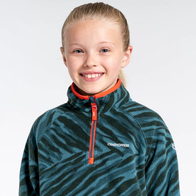 Spruce Green - Side - Craghoppers Childrens-Kids Gabriel Contrast Fleece Top