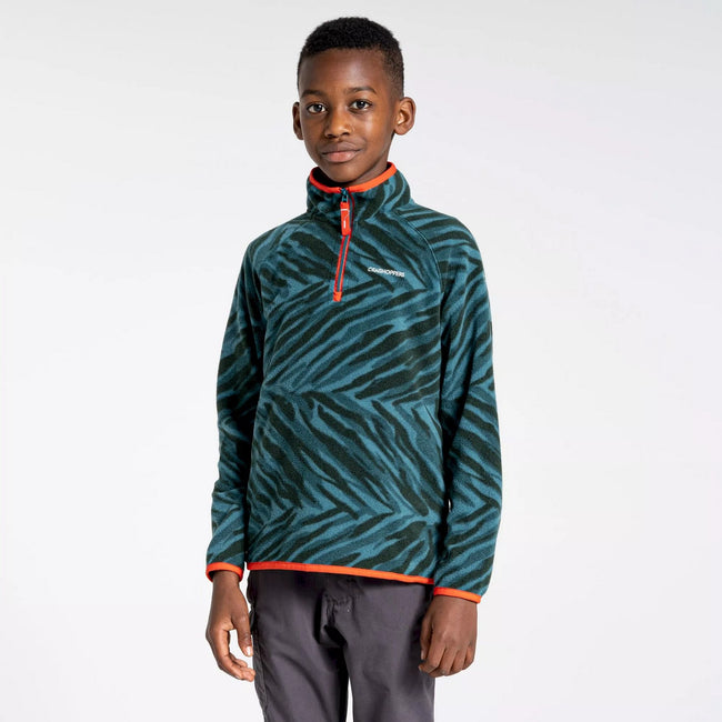 Spruce Green - Pack Shot - Craghoppers Childrens-Kids Gabriel Contrast Fleece Top