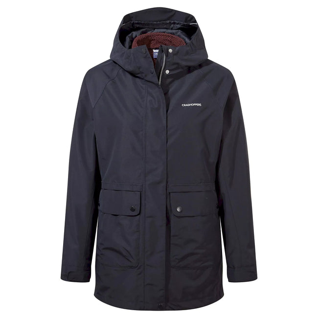 Dark Navy-Deep Garnet - Front - Craghoppers Womens-Ladies Denise Waterproof Jacket