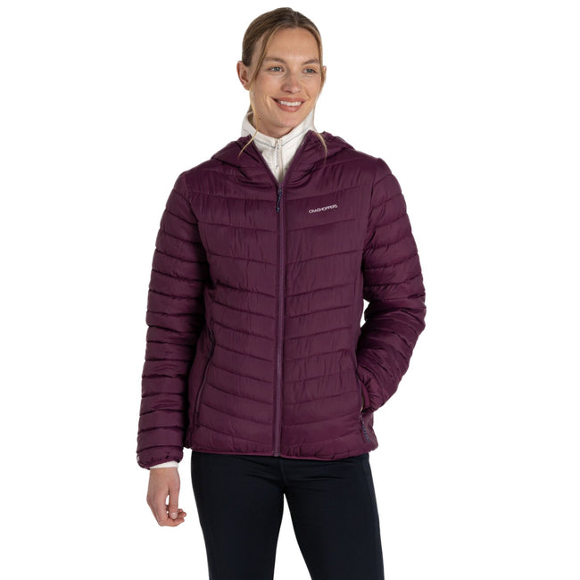 Beet - Side - Craghoppers Womens-Ladies Compresslite VIII Hooded Padded Jacket