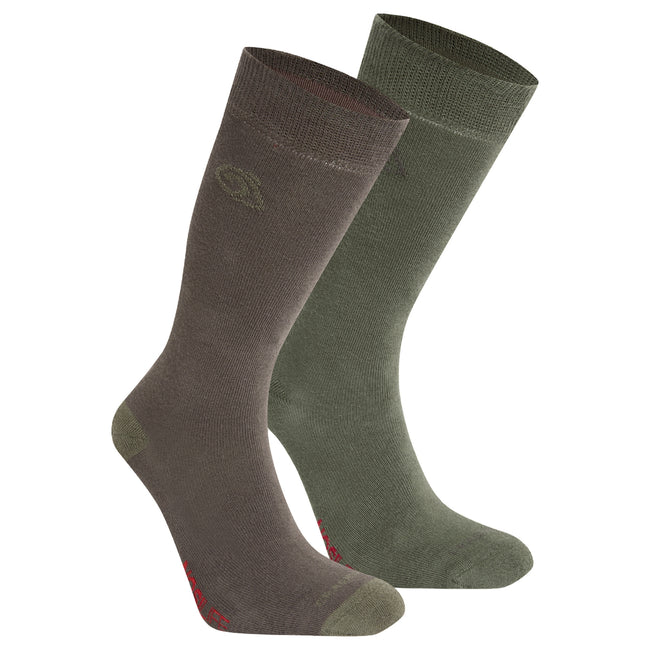 Woodland Green-Olive - Front - Craghoppers Unisex Adult Insect Repellent Socks (Pack of 2)