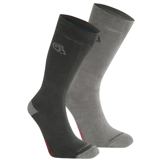 Black Pepper-Mid Grey - Front - Craghoppers Unisex Adult Insect Repellent Socks (Pack of 2)