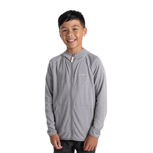 Soft Grey Marl - Front - Craghoppers Childrens-Kids Frey Nosilife Hooded Jacket