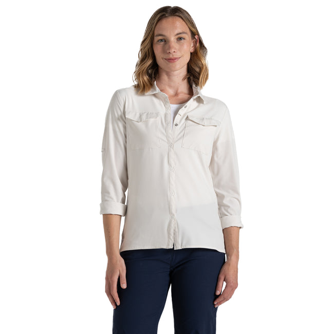 Sea Salt - Back - Craghoppers Womens-Ladies NosiLife Pro III Nosilife Long-Sleeved Shirt