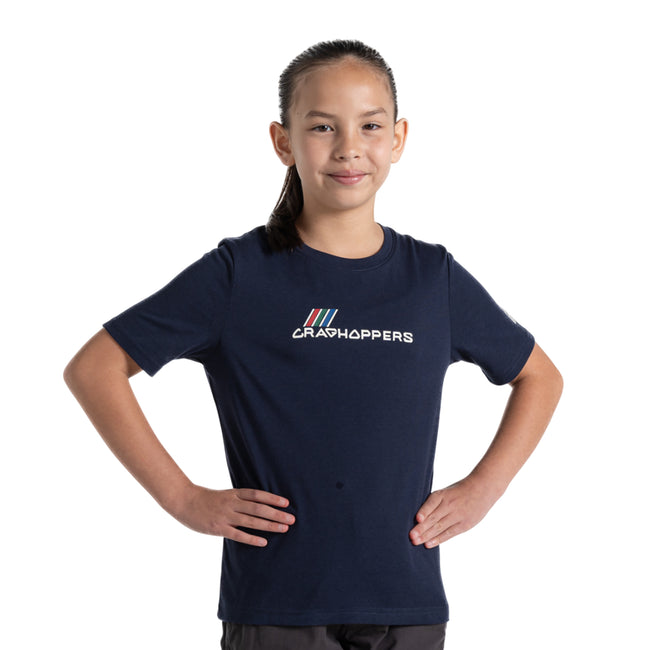 Blue Navy - Side - Craghoppers Childrens-Kids Ellis Logo Short-Sleeved T-Shirt
