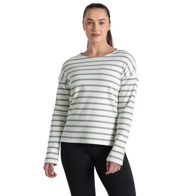 Calico-Meadow Haze - Side - Craghoppers Womens-Ladies Sinead Stripe Long-Sleeved Top