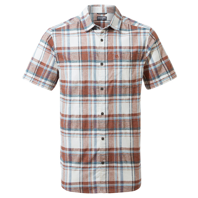 Sienna Red - Front - Craghoppers Mens Hila Checked Short-Sleeved Shirt