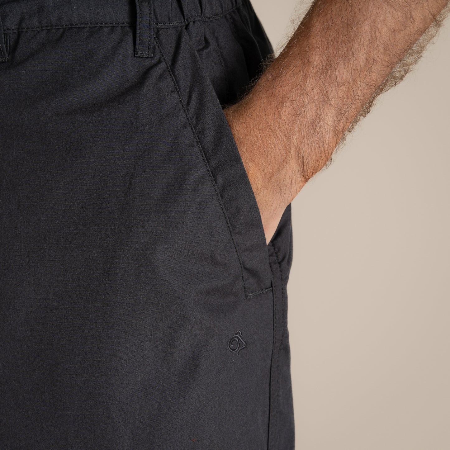 Black Pepper - Close up - Craghoppers Mens Kiwi Long Shorts