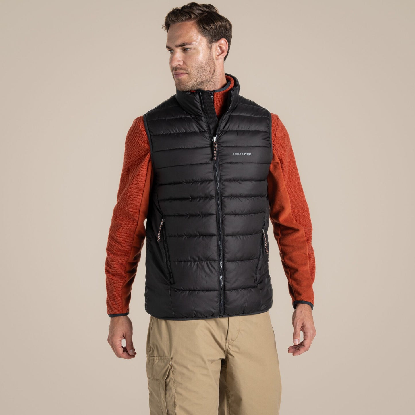 Black - Close up - Craghoppers Mens Compresslite IX Gilet