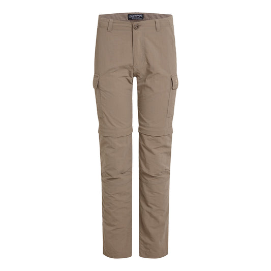 Pebble - Front - Craghoppers Childrens-Kids Nosilife Convertible Hiking Trousers