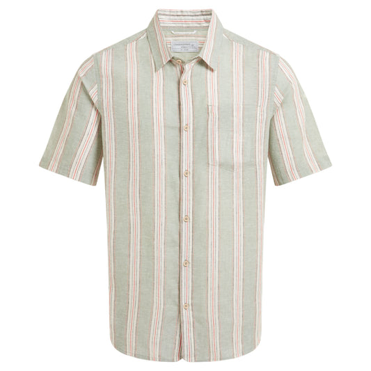 Lichen Green - Front - Craghoppers Mens Argino Stripe Short-Sleeved Shirt